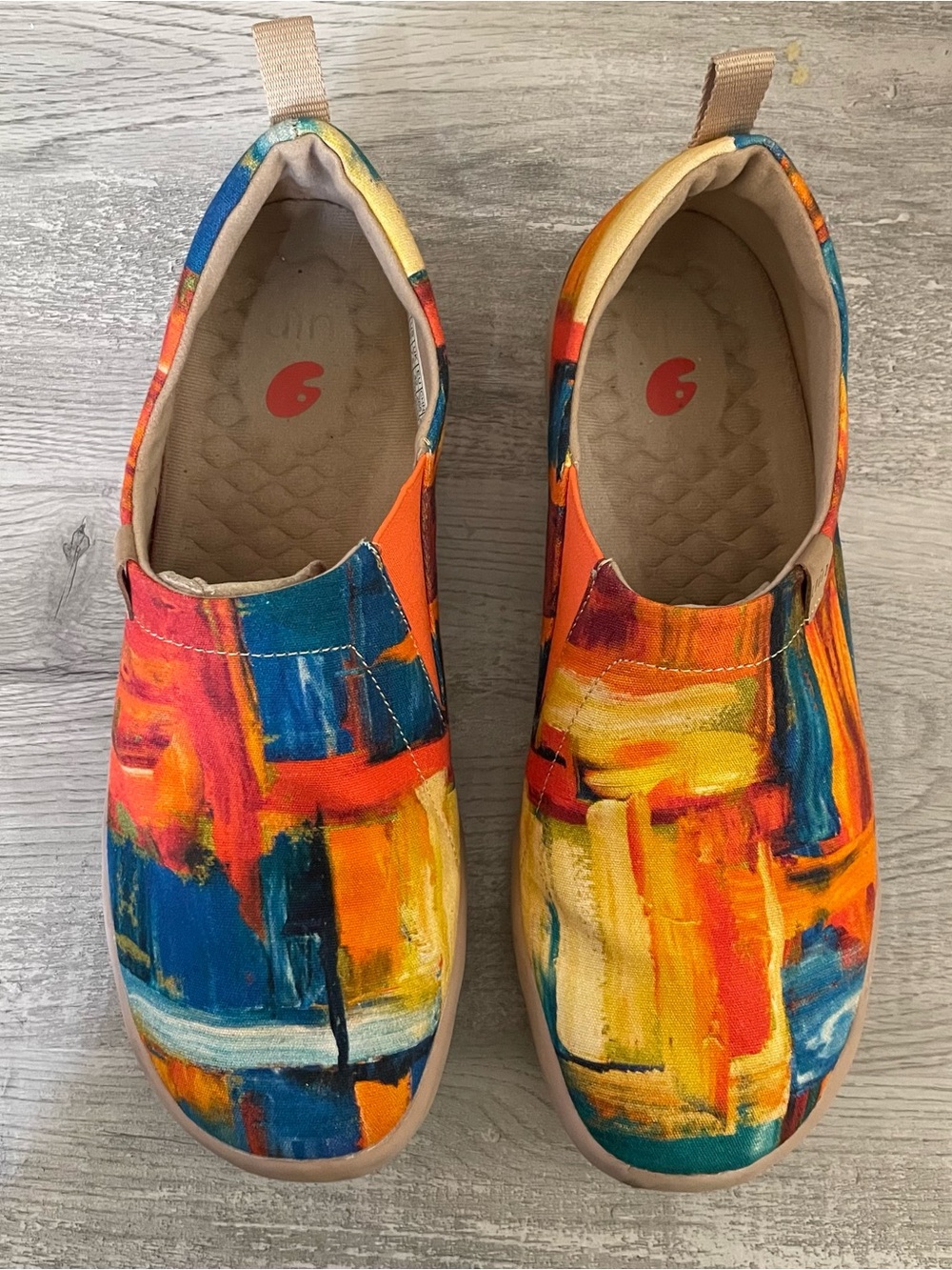 UIN Multi-Color Abstract Canvas Slip-On Shoes